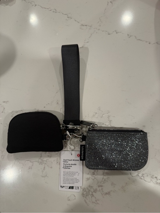 lululemon athletica Accessories - NWT Lululemon Dual Pouch Wristlet - Black and Silver Glitter